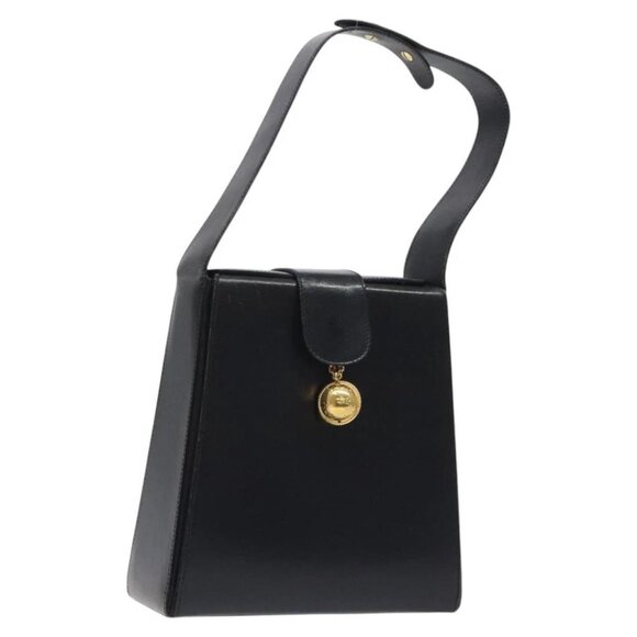 CELINE Shoulder Bag Leather Black Gold A - Picture 1 of 15